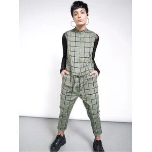 Wildfang Green Checkered Jumpsuit